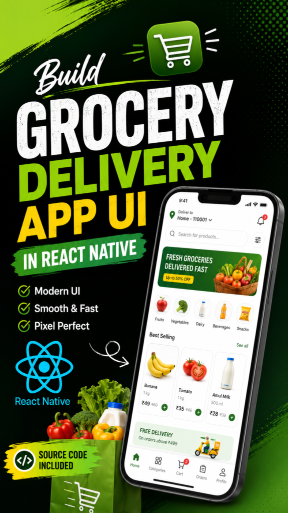 Blinkit-inspired Grocery Delivery App UI – React Native