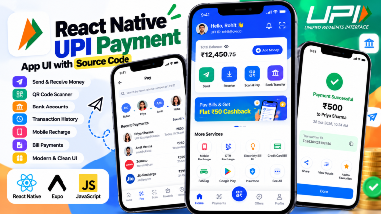 React Native UPI Payment App UI – Source Code & Demo