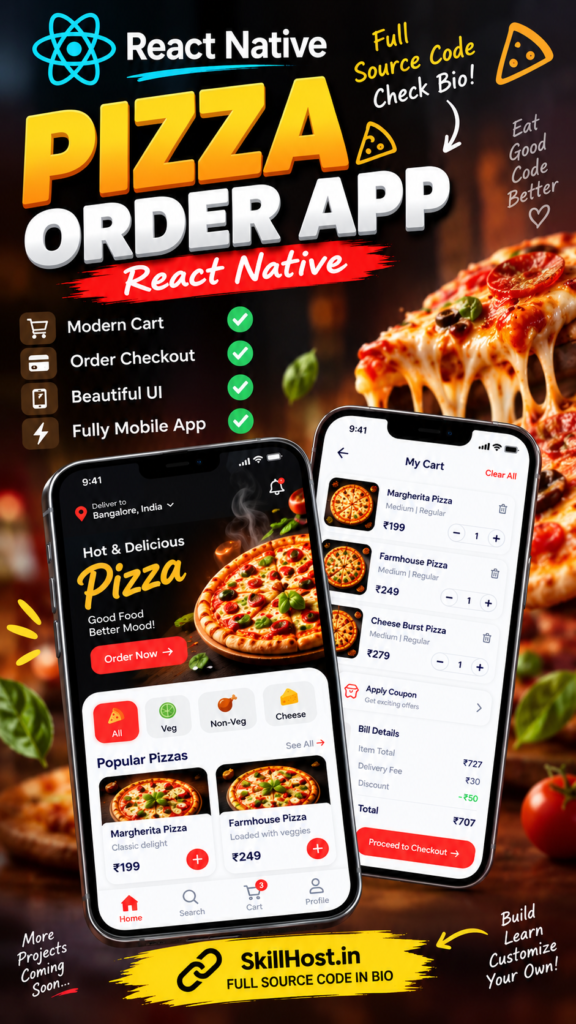 React Native Pizza Ordering App Source Code Free