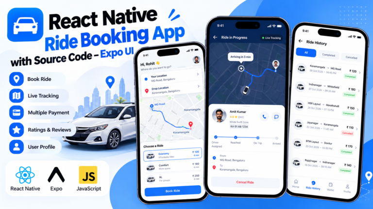 React Native Ride Booking App with Source Code – Expo UI Project