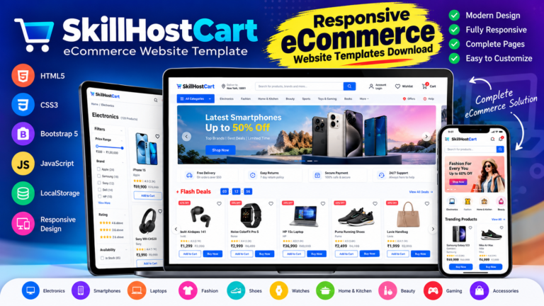 SkillHostCart – Responsive eCommerce Website Templates Download