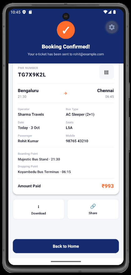 React Native Bus Booking App UI