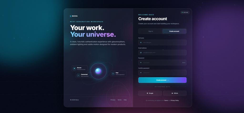 Futuristic Login Page Design Template Using HTML, CSS & Tailwind CSS
