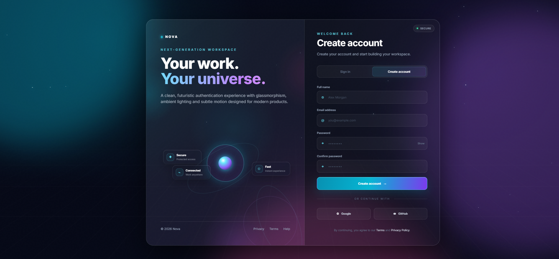 Futuristic Login Page Design Template