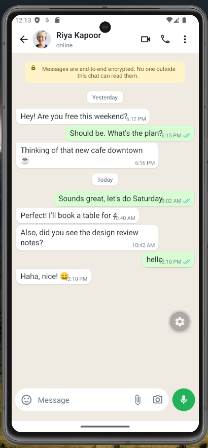 WhatsApp App UI design in React Native